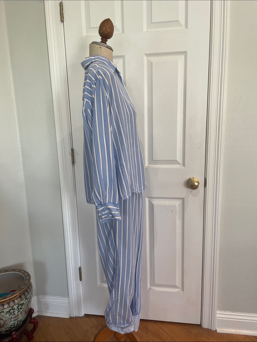 Stars Above Striped simply cool fabric sleepwear Pajama Set blue white women’s L - Picture 2 of 16